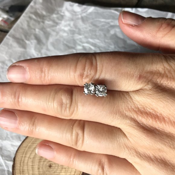 Cambodian Zircon Sterling Silver Earrings Natural Gemstones Studs - Picture 5 of 16